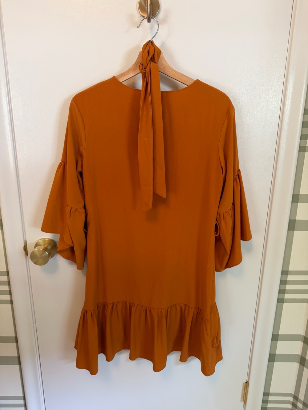Ina Rust Orange Ruffle Midi Dress - Picture 6 of 11
